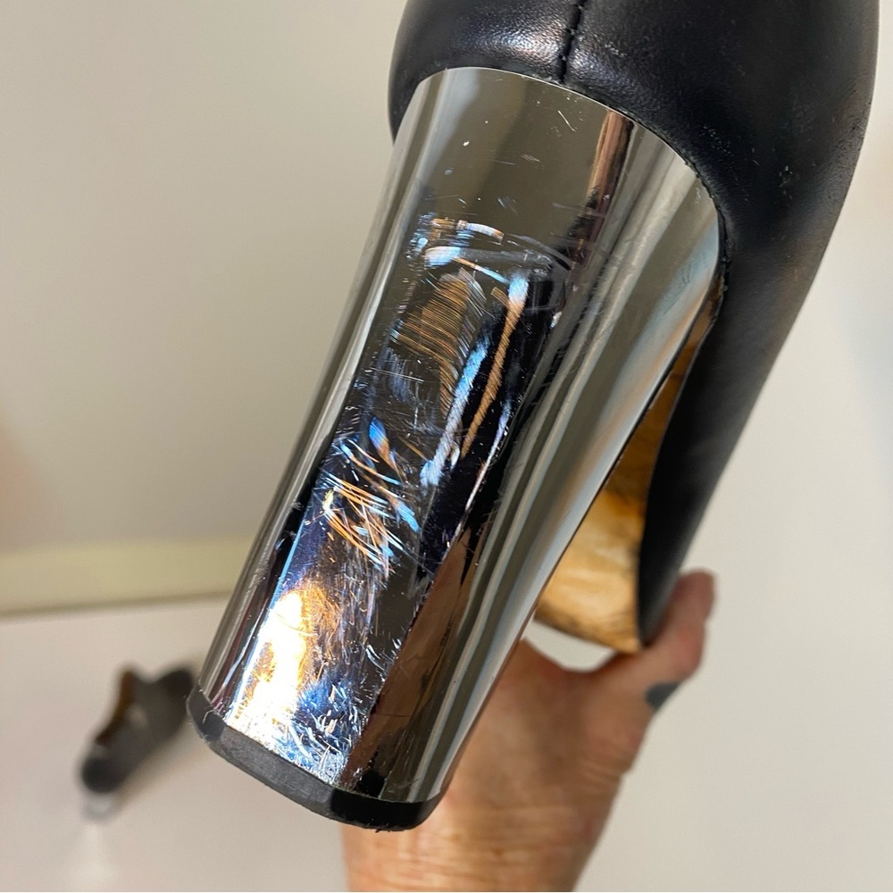 CALVIN KLEIN Savana Limited Edition Mirror Heel Black Leather Booties Sz 9 *Flaw - Picture 12 of 14